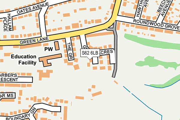 S62 6LB map - OS OpenMap – Local (Ordnance Survey)