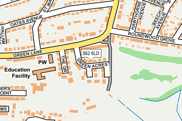S62 6LD map - OS OpenMap – Local (Ordnance Survey)