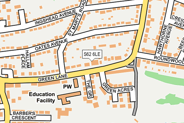 S62 6LE map - OS OpenMap – Local (Ordnance Survey)