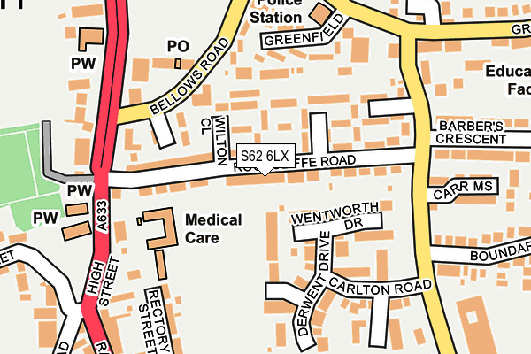 S62 6LX map - OS OpenMap – Local (Ordnance Survey)