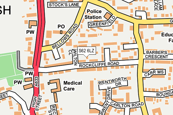 S62 6LZ map - OS OpenMap – Local (Ordnance Survey)