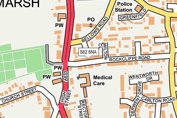 S62 6NA map - OS OpenMap – Local (Ordnance Survey)