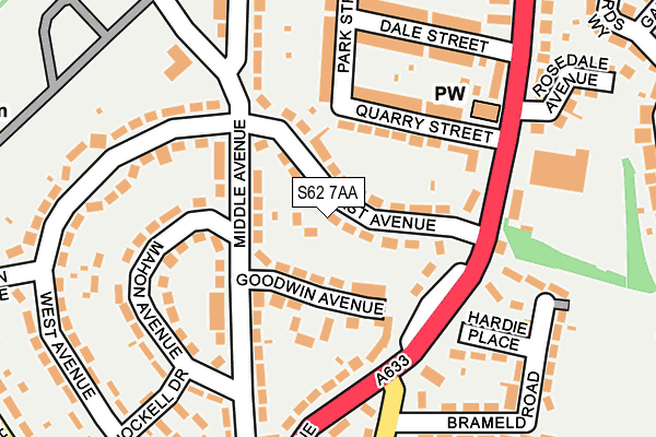 S62 7AA map - OS OpenMap – Local (Ordnance Survey)