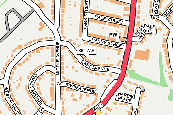 S62 7AB map - OS OpenMap – Local (Ordnance Survey)