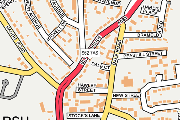 S62 7AS map - OS OpenMap – Local (Ordnance Survey)