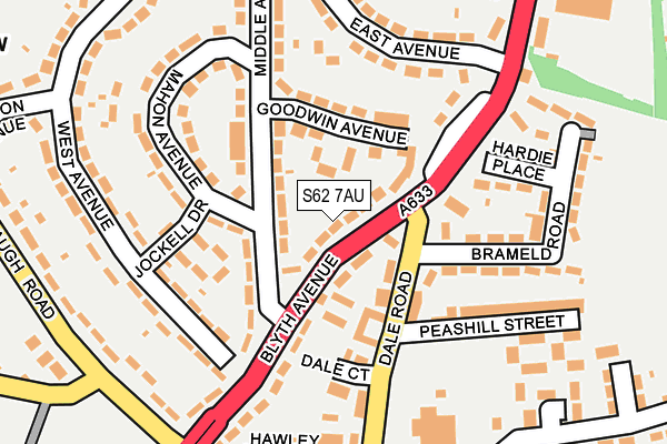 S62 7AU map - OS OpenMap – Local (Ordnance Survey)