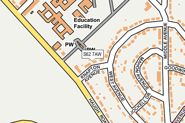 S62 7AW map - OS OpenMap – Local (Ordnance Survey)