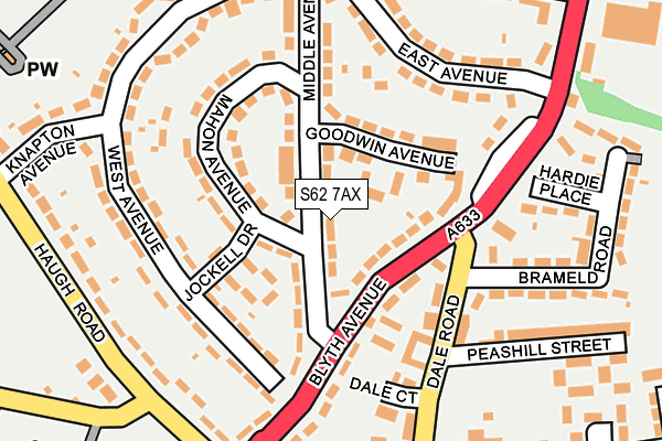 S62 7AX map - OS OpenMap – Local (Ordnance Survey)