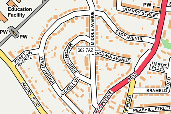 S62 7AZ map - OS OpenMap – Local (Ordnance Survey)