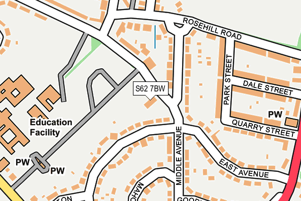 S62 7BW map - OS OpenMap – Local (Ordnance Survey)