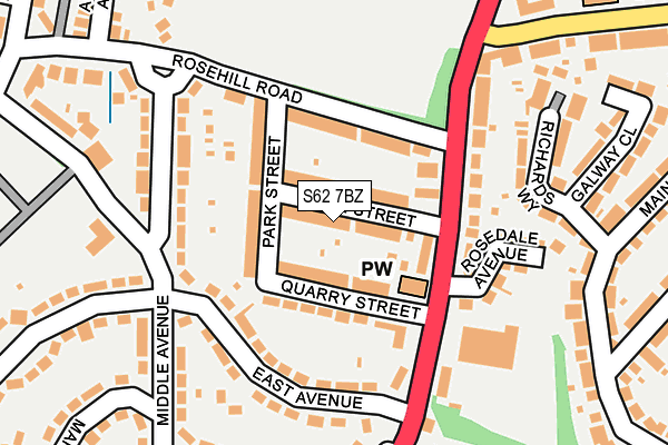 S62 7BZ map - OS OpenMap – Local (Ordnance Survey)