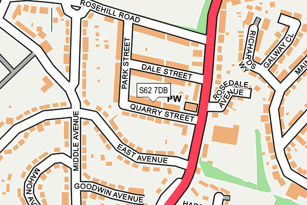 S62 7DB map - OS OpenMap – Local (Ordnance Survey)