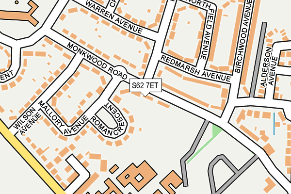 S62 7ET map - OS OpenMap – Local (Ordnance Survey)