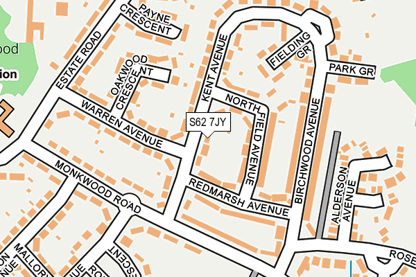 S62 7JY map - OS OpenMap – Local (Ordnance Survey)