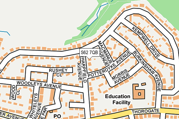 S62 7QB map - OS OpenMap – Local (Ordnance Survey)
