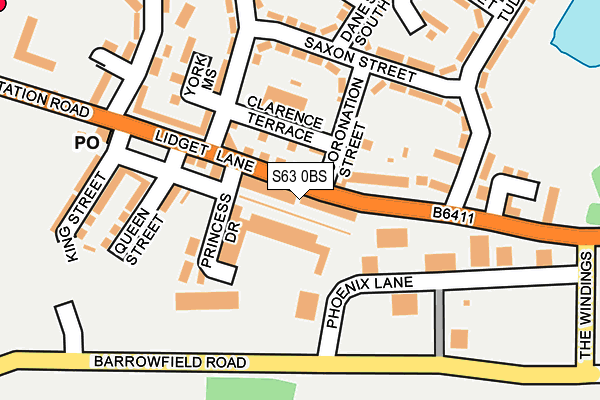 S63 0BS map - OS OpenMap – Local (Ordnance Survey)