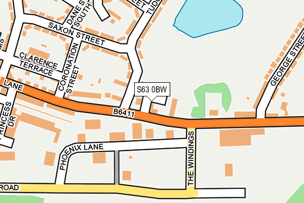 S63 0BW map - OS OpenMap – Local (Ordnance Survey)
