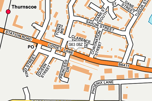 S63 0BZ map - OS OpenMap – Local (Ordnance Survey)