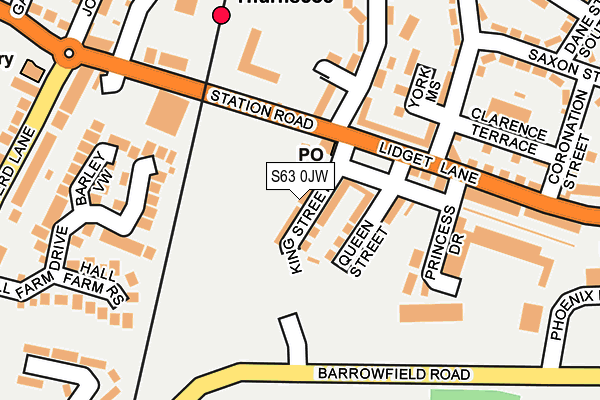 S63 0JW map - OS OpenMap – Local (Ordnance Survey)