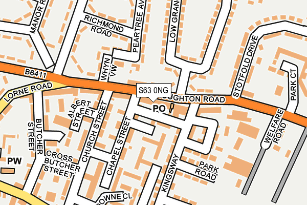 S63 0NG map - OS OpenMap – Local (Ordnance Survey)