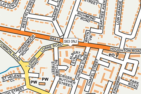 S63 0NJ map - OS OpenMap – Local (Ordnance Survey)