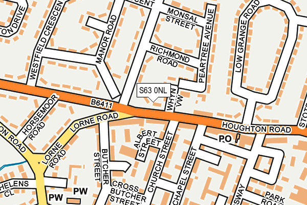 S63 0NL map - OS OpenMap – Local (Ordnance Survey)