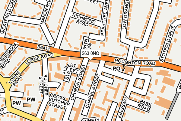 S63 0NQ map - OS OpenMap – Local (Ordnance Survey)
