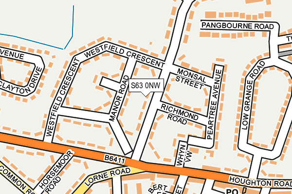 S63 0NW map - OS OpenMap – Local (Ordnance Survey)