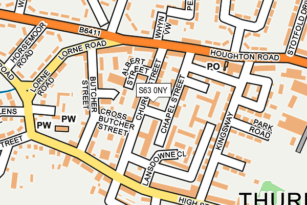 S63 0NY map - OS OpenMap – Local (Ordnance Survey)