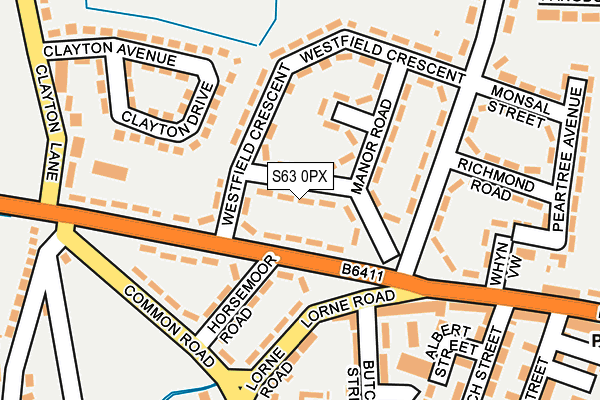 S63 0PX map - OS OpenMap – Local (Ordnance Survey)