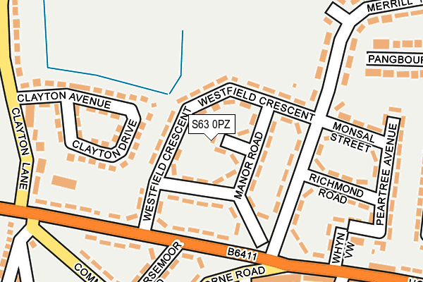 S63 0PZ map - OS OpenMap – Local (Ordnance Survey)