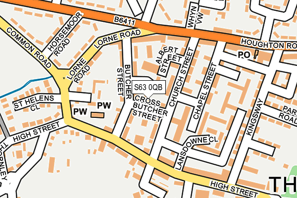 S63 0QB map - OS OpenMap – Local (Ordnance Survey)