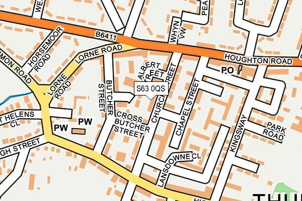 S63 0QS map - OS OpenMap – Local (Ordnance Survey)