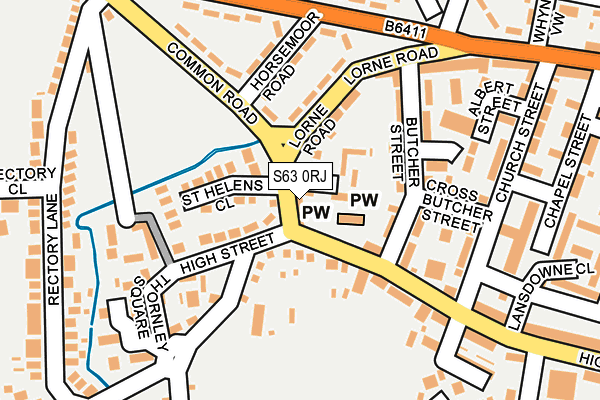 S63 0RJ map - OS OpenMap – Local (Ordnance Survey)