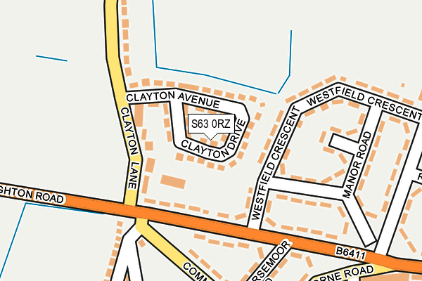 S63 0RZ map - OS OpenMap – Local (Ordnance Survey)