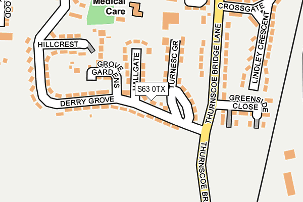 S63 0TX map - OS OpenMap – Local (Ordnance Survey)