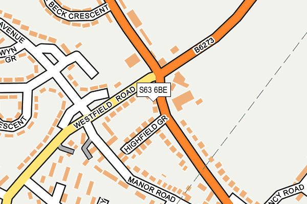 S63 6BE map - OS OpenMap – Local (Ordnance Survey)