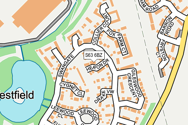 S63 6BZ map - OS OpenMap – Local (Ordnance Survey)