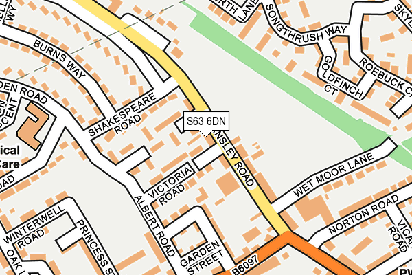 S63 6DN map - OS OpenMap – Local (Ordnance Survey)