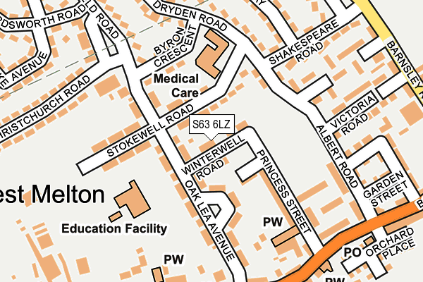 S63 6LZ map - OS OpenMap – Local (Ordnance Survey)