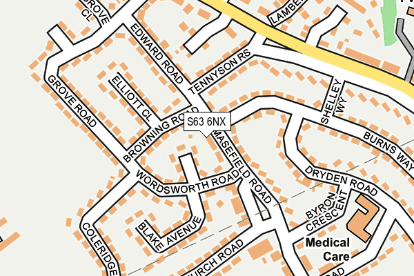 S63 6NX map - OS OpenMap – Local (Ordnance Survey)