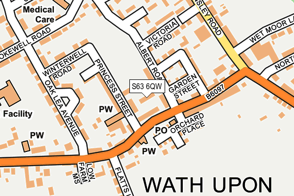 S63 6QW map - OS OpenMap – Local (Ordnance Survey)