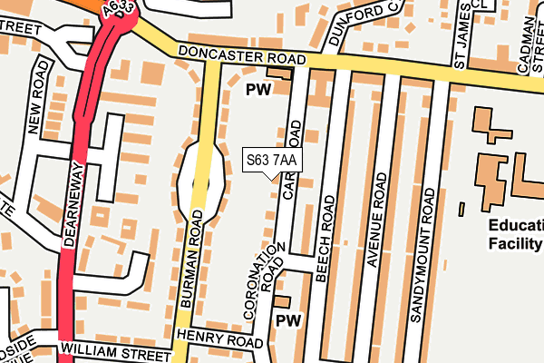 S63 7AA map - OS OpenMap – Local (Ordnance Survey)