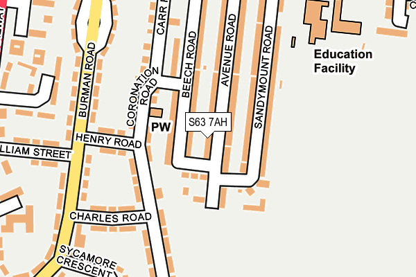 S63 7AH map - OS OpenMap – Local (Ordnance Survey)