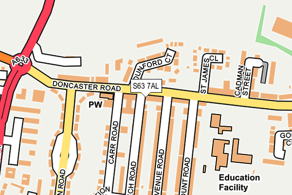 S63 7AL map - OS OpenMap – Local (Ordnance Survey)