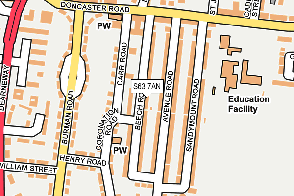 S63 7AN map - OS OpenMap – Local (Ordnance Survey)