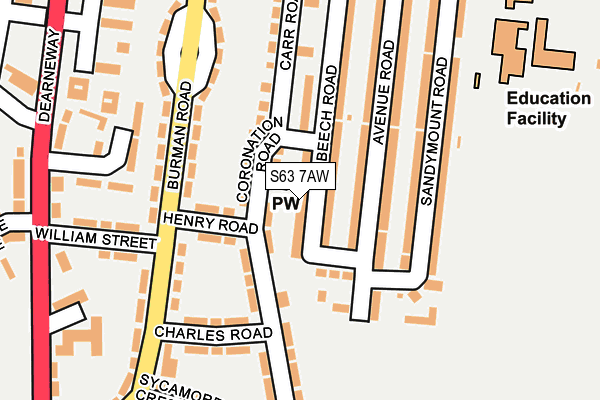 S63 7AW map - OS OpenMap – Local (Ordnance Survey)