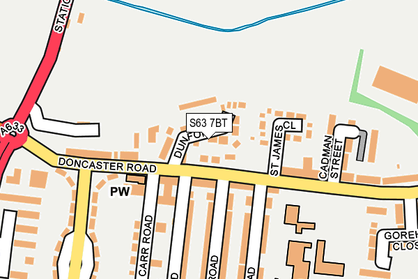 S63 7BT map - OS OpenMap – Local (Ordnance Survey)