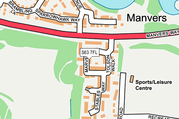 S63 7FL map - OS OpenMap – Local (Ordnance Survey)