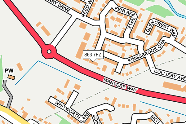 S63 7FZ map - OS OpenMap – Local (Ordnance Survey)